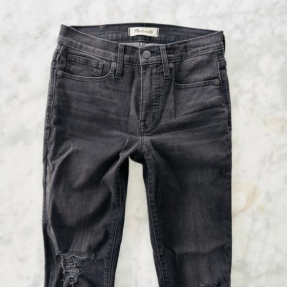 Paige Skyline Ankle Peg Black Slashed Knee 25 Skinny Jeans Distressed - Picture 3 of 7